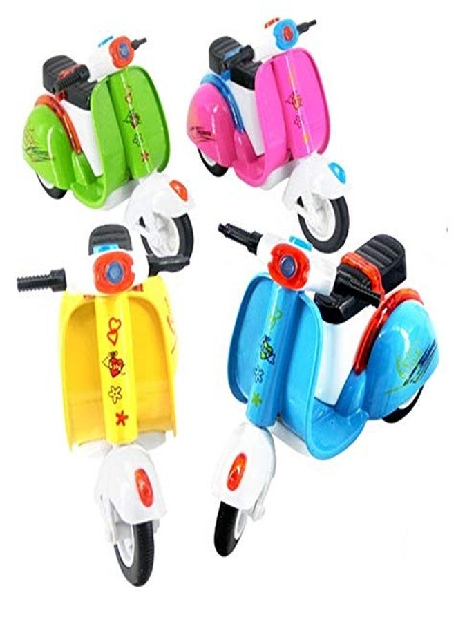 IndusBay® Pack of 4 Mini Die Cast Metal Scooter Vehicle Toy with Pull Back Action and Workable Steering - (4 inches) - Image 4